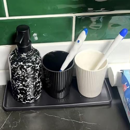 Wongwongcat White Ceramic Vertical Stripe Toothbrush Cup - Couple Bathroom Tumbler & Coffee Mug