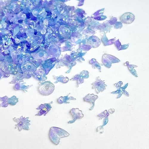 100Pcs Ocean Theme Nail Gems and Charms Glow in the Dark Shells