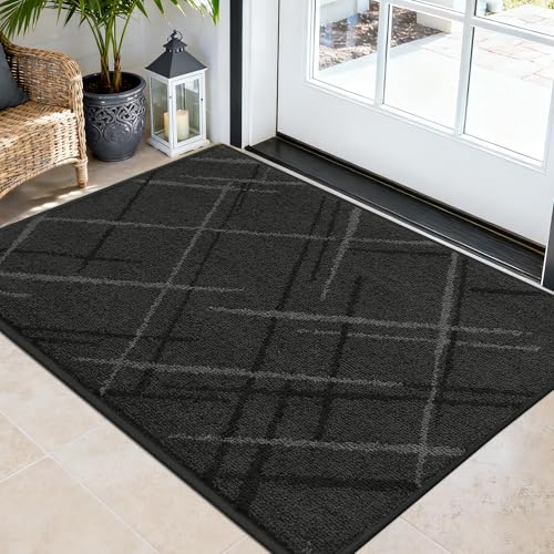 COSY HOMEER Dark Gray Low Profile Non-Slip Doormat 3' x 2'