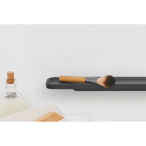 Brabantia MindSet Wall-Mounted Bathroom Shelf/Towel Holder (Mineral Infinite Gray) Anti-Rust Organization Storage for Toothbrush Holder, Cosmetics, Soap (1.7 x 16.5 x 3.4)