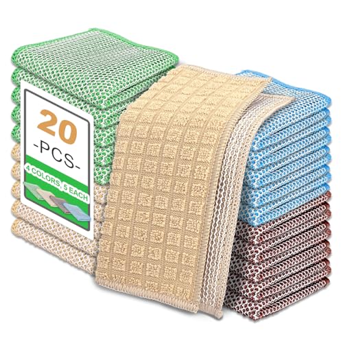 20 Pcs Non-Scratch Steel Wire Dish Cleaning Rags - Reusable Kitchen Scrubbing Cloths