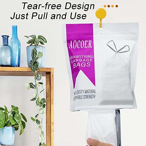 Aocoer 4 Gallon Drawstring Trash Bags, 15L Small Garbage Bags - 72 Count