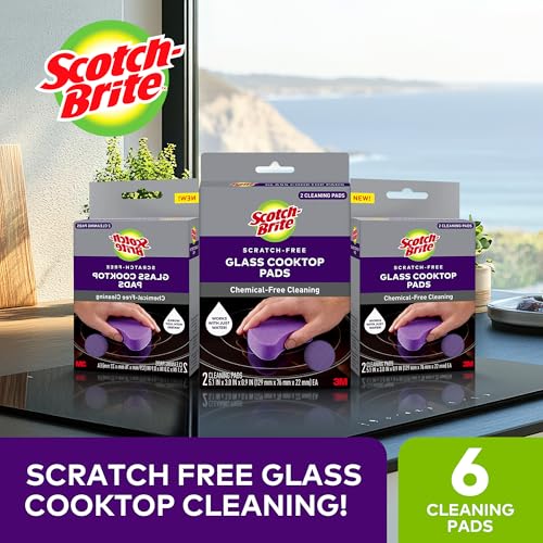Scotch-Brite Glass Cooktop Cleaning Pads, Scratch-Free Scrubbers - 6 Pack