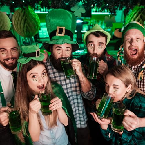 St. Patrick's Day Face Tattoos - 6 Pcs Waterproof Green Shamrock Stickers