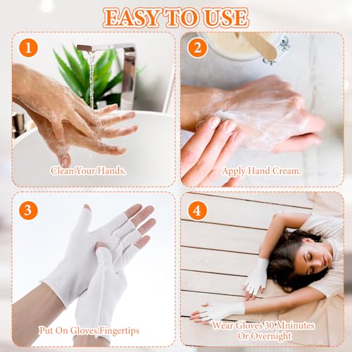 TIESOME Fingerless Cotton Gloves for Dry Hands & Eczema - 5 Pairs