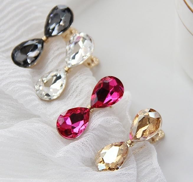 Crystal Rhinestone Bow Hair Clips Metal Sparkly Bangs Clips 4 Pack
