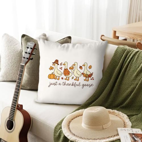 Fall Farmhouse Thanksgiving Goose Throw Pillow Cover 18x18, Fall11