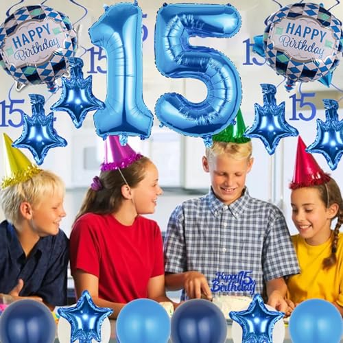11th Birthday Decorations - 29Pcs Blue Balloons Set