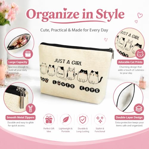 Cat Mom Makeup Bag - Funny Cat Themed Travel Cosmetic Pouch for Women