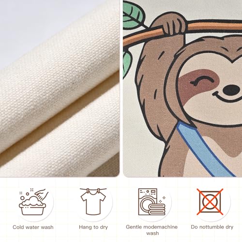 COSHAYSOO Sloth Canvas Tote Bag - Cute Animal Print Reusable Grocery Bag