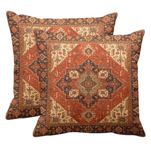 Britimes Aztec Orange Tribal Throw Pillow Covers - Set of 2, 20x20 Inch