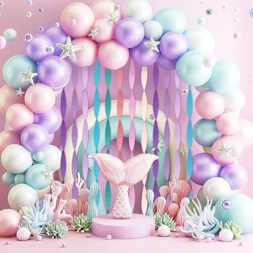 Pastel Crepe Paper Streamers 8-Pack, Pink Purple Blue Party Decorations