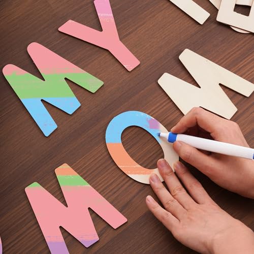 52 Pack 4-Inch Wooden Alphabet Letters for Crafts & DIY Projects