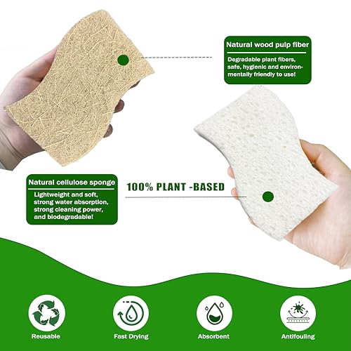 UCCO Eco-Friendly Biodegradable Kitchen Sponges – 12 Pack