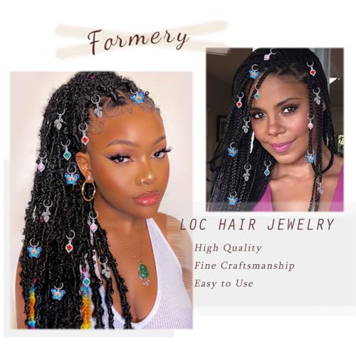 Formery Butterfly Braid Jewelry & Silver Leaf Hair Charms 14PCS