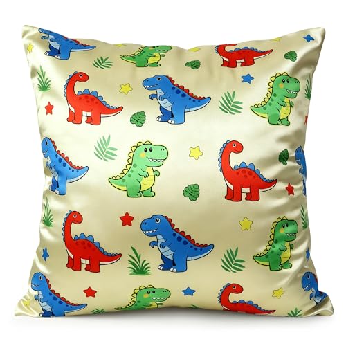 Dinosaur Throw Pillow Cover - Cute Cartoon Design, 17.7"