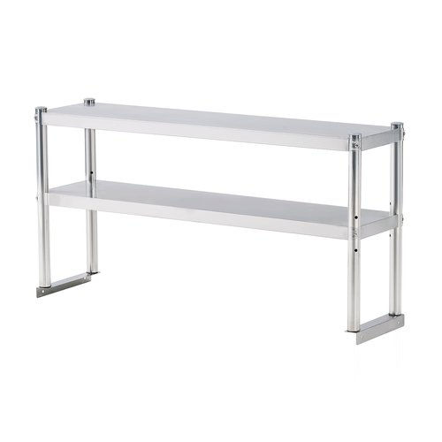 KUARBARR Stainless Steel Shelf 2 Tier Stainless Overshelf for Kitchen Prep Work Table 12 x 48 Inches Adjustable Commercial Steel Table OverShelf for Kitchen, Restaurant, Bar, Utility Room, Garage