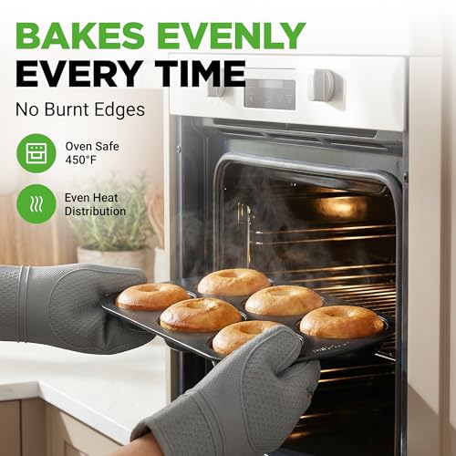 NutriChef Nonstick Carbon Steel Donut Pan - 6-Cavity Baking Tray