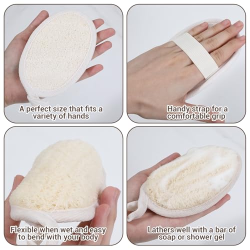 Natural Loofah Sponge Exfoliating Body Scrubber 4-Pack