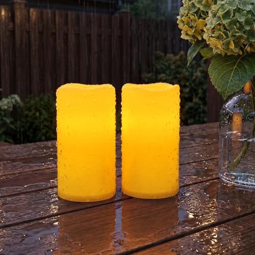 Outdoor Waterproof Flameless LED Candles 3x6 Inches with Auto Light Sensor - White, Variation of D3xH6