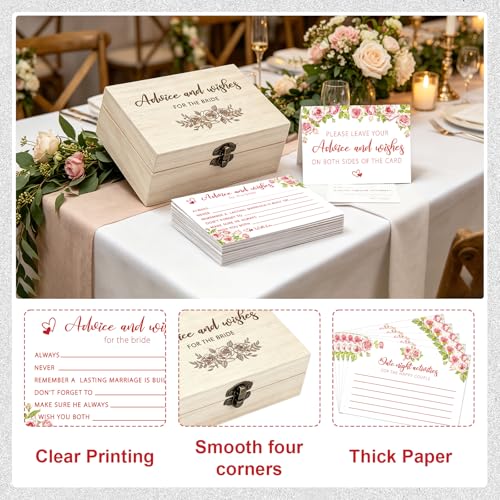 Pink Flower Advice for the Bride Cards - 50 Pcs Wedding Wishes