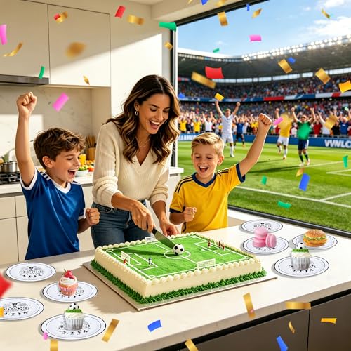 World Cup Soccer Dessert Plates Set - 60 Pcs with Forks