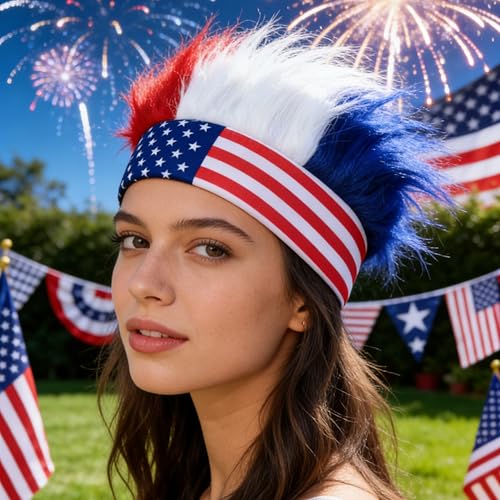 Patriotic USA Flag Headband - Red White & Blue Costume Hair