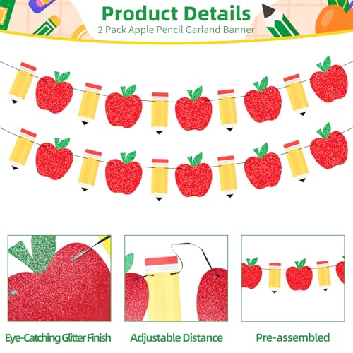 Back to School Garland Set - 2 Pack Apple Pencil & Apple Banners