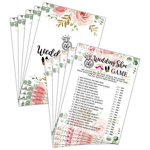 Wedding Shoe Game Cards - Floral Bridal Shower Game Set (30 Pack)