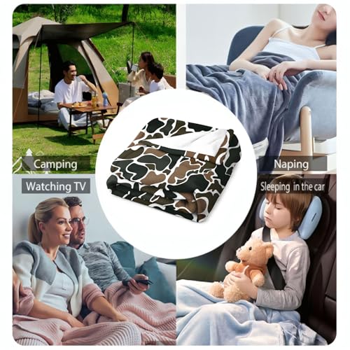 Camouflage Throw Blanket - Warm Soft Fleece Army Hunting Decor Gift