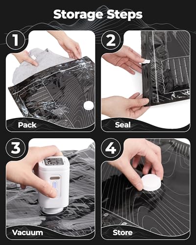 BAGSMART 9-Piece Travel Vacuum Storage Bag Set with Wireless Pump - Space Saving Compression Bags for Clothes & Bedding, Graphite Ridge