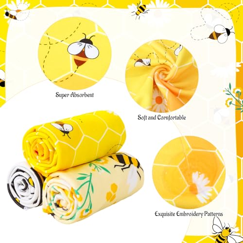 Bee Kitchen Towels Set - 3 Pcs Cute Animal Design, 24x16 Inch
