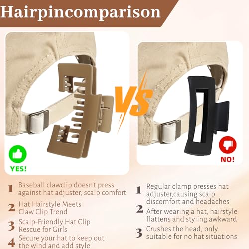Hat Claw Clips for Baseball Caps 4-Pack Non-Slip Hair Clips