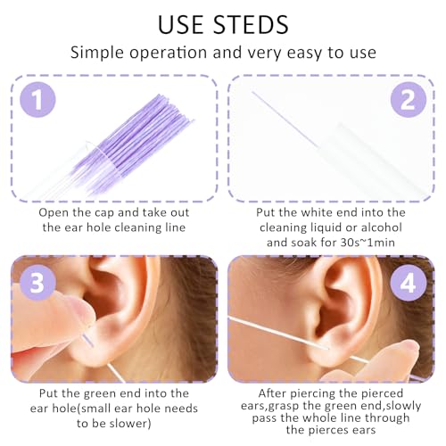 Yolev 180 Pcs Piercing Cleaner Floss Disposable Ear Hole Care Tool