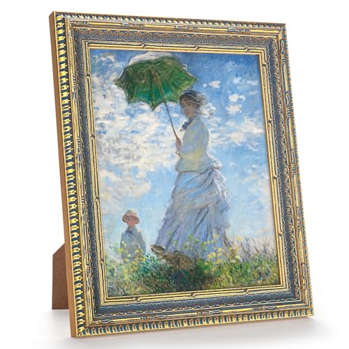 GULETHUN Vintage Gold 8x10 Ornate Picture Frame with Blue Accent