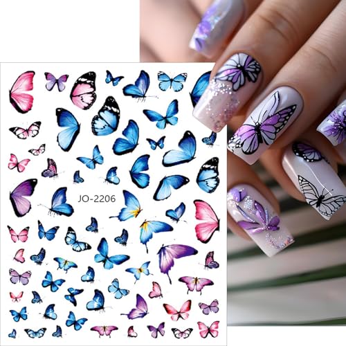 8Pcs Butterfly Nail Art Stickers 3D Self-Adhesive Colorful Decals