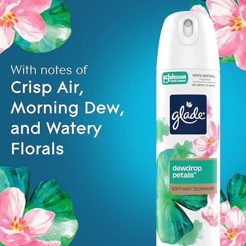 Glade Dewdrop Petals Air Freshener Spray, 7.3 Oz, Odor Fighting