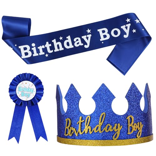 Blue Birthday Boy Crown Hat - King Party Accessory Set