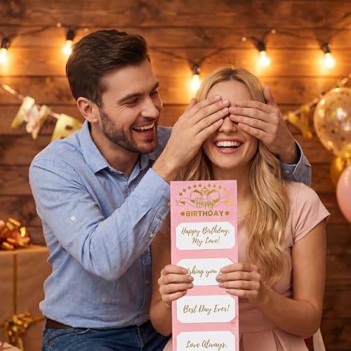 Pink Birthday Money Holder for Cash with Gold Cake Design