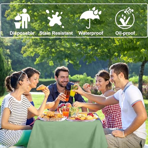 Sage Green Disposable Tablecloths 2-Pack | 54 x 108 Inch Rectangular Covers