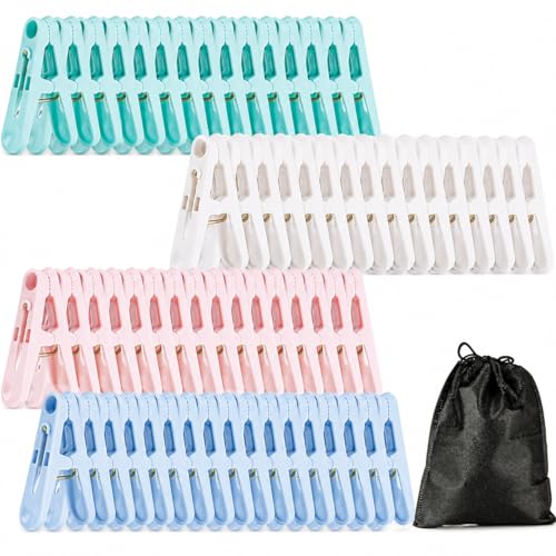 RAINFLOW 60-Pack Colorful Plastic Clothespins with Storage Bag