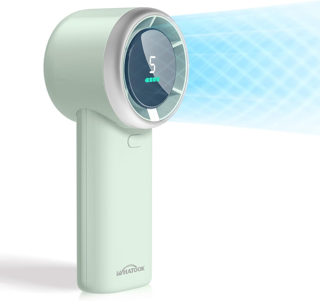 WHATOOK Portable Handheld Mini Fan - High-Speed Cooling, 10-Hour Battery Life, USB Rechargeable | Green