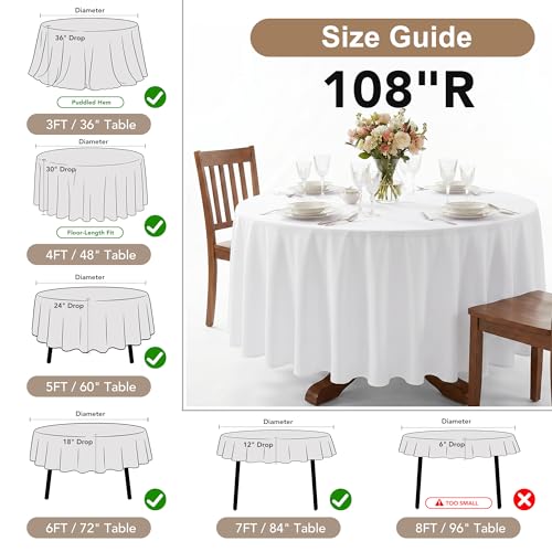 Fitable 6 Pack Hunter Green Round Tablecloths - 108 Inch Diameter