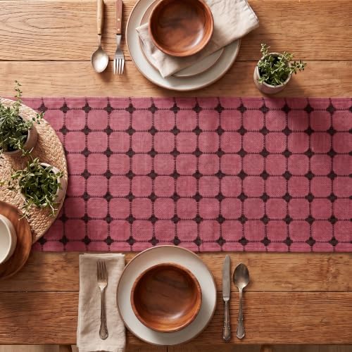 12x90 Inch Farmhouse Red Brown Plaid Table Runner - Seasonal Christmas Decor
