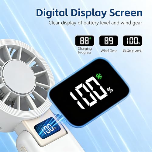 VanSmaGo White Handheld Turbo Ice Cooling Fan - 3-in-1 Portable Design