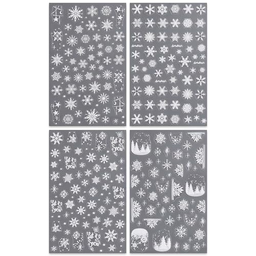 IDDFEVE Large Snowflake Nail Stickers - 4 Sheets Self-Adhesive Winter Decals