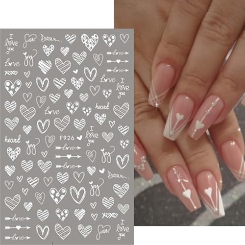 Valentine Nail Art Stickers - 8 Sheets 3D Self-Adhesive Heart Decals