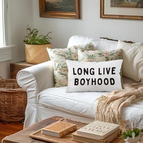 Long Live Boyhood Throw Pillow Cover 12x20 - Boys Room Decor