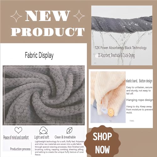 Microfiber Hair Drying Towel Turban 2-Pack - Quick-Dry Absorbent Wrap