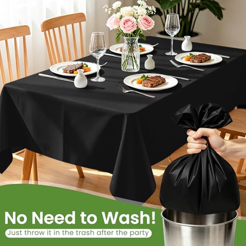 2 Pack Waterproof Black Disposable Tablecloths 54x108 in